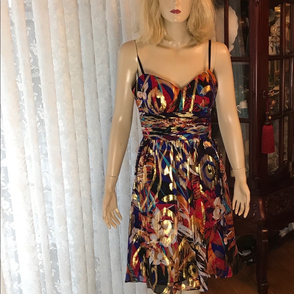 Oleg Cassini pleated cocktail dress